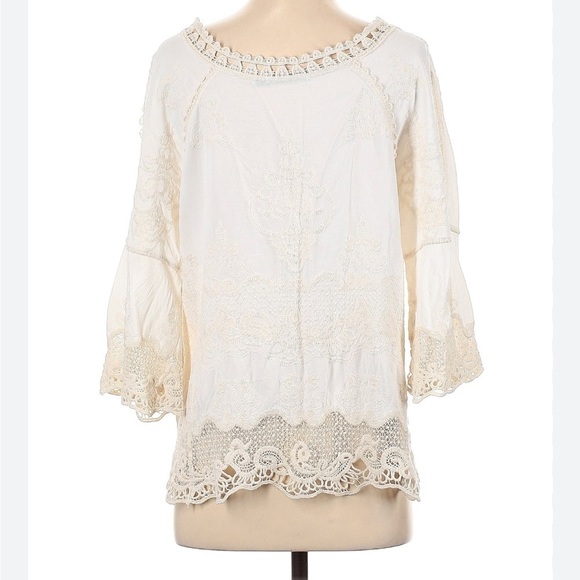 Anthropologie Spaggia Dolce Cream Crochet Embroidered Blouse - Picture 1 of 12